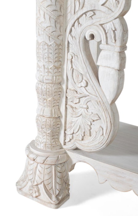 GINER Y COLOMER Console en bois de manguier blanc vieilli
